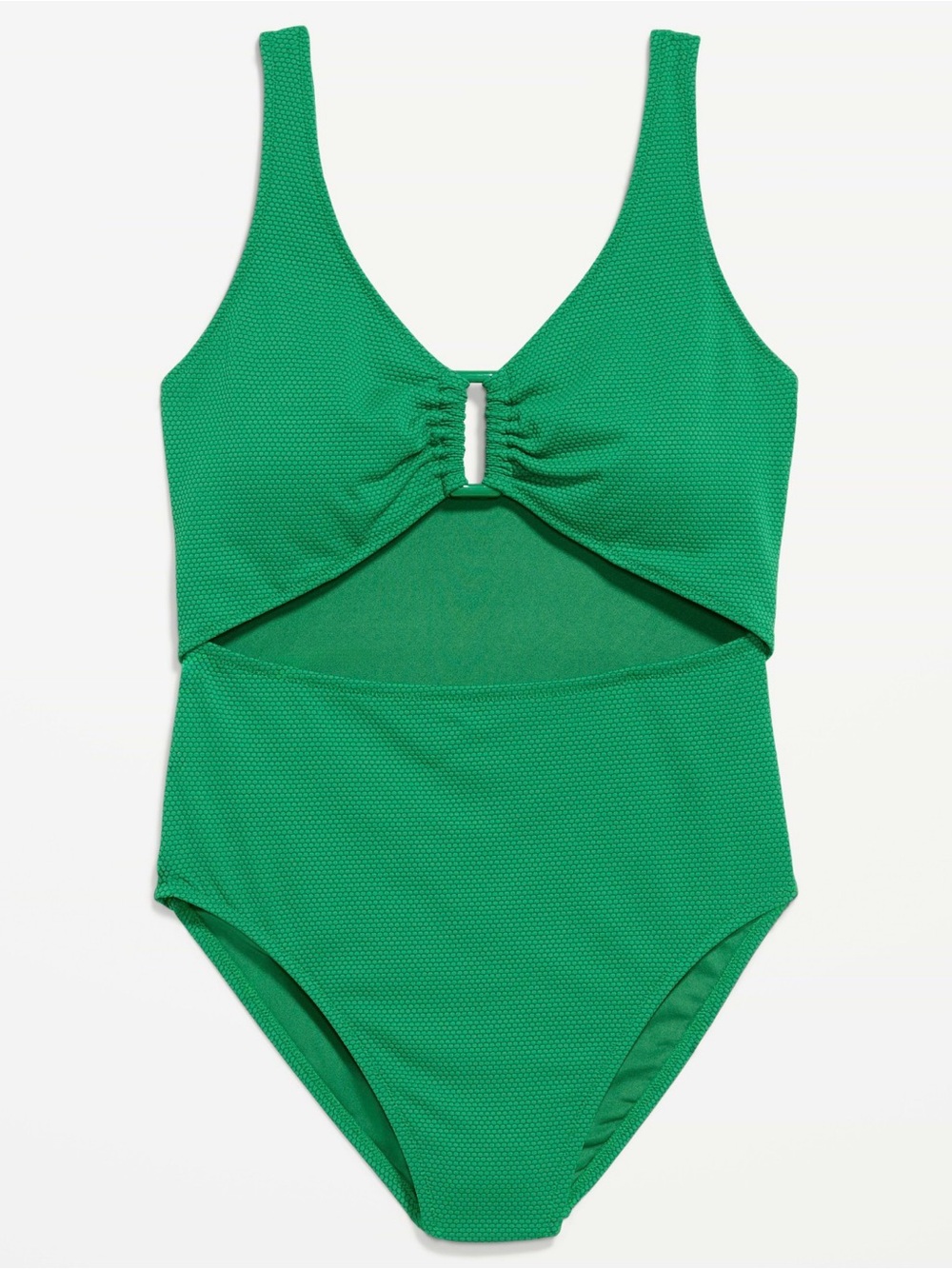 Green Cutout One-Piece Swimsuit with Ring Detail